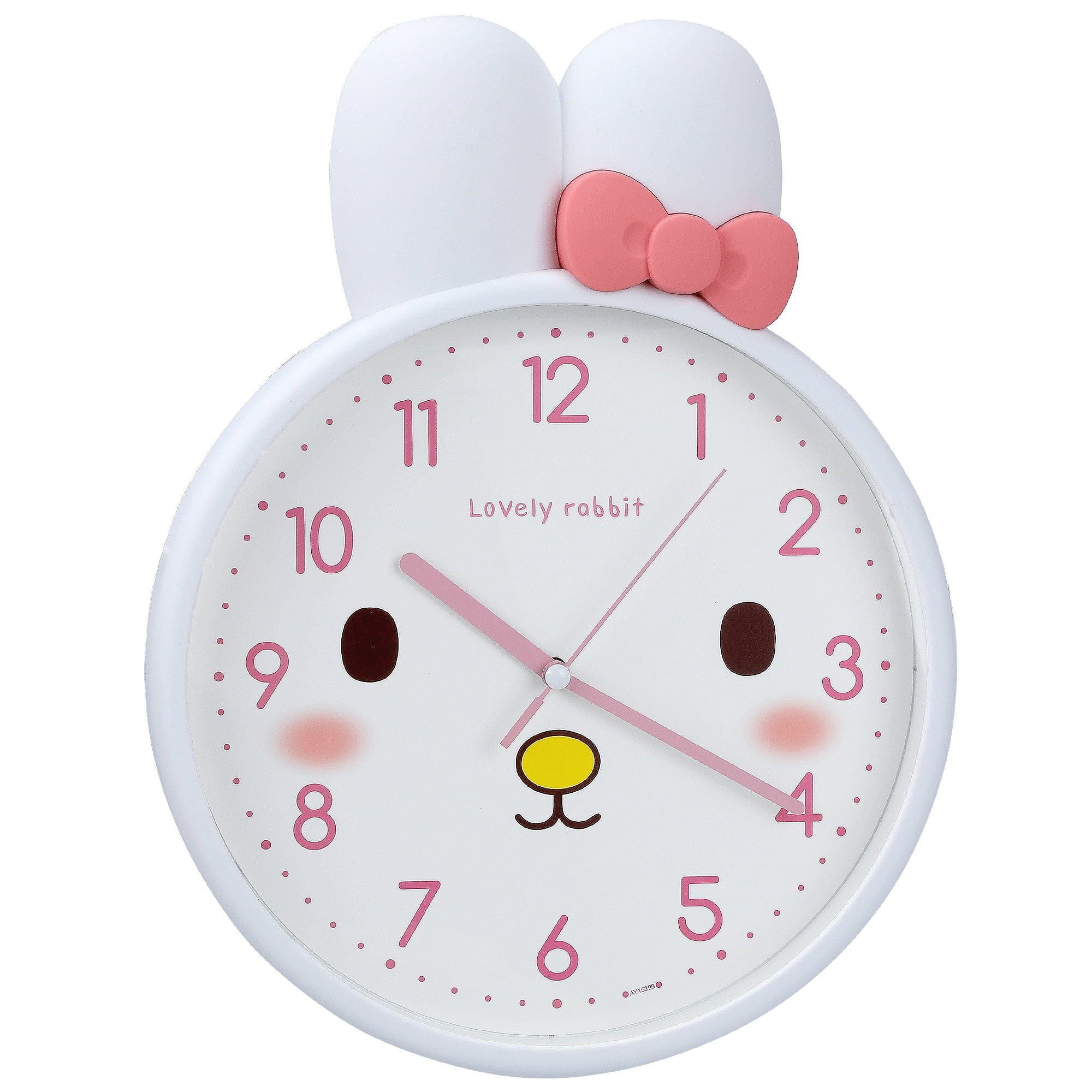Unique Bargains 1pc Cute Bunny Face 3D Rabbit Wall Clock 13" x 10" x 1.5" White