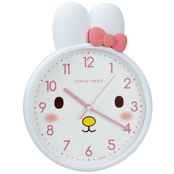 Unique Bargains 1pc Cute Bunny Face 3D Rabbit Wall Clock 13" x 10" x 1.5" White