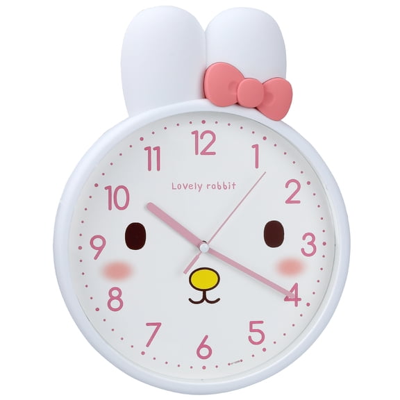Unique Bargains 1pc Cute Bunny Face 3D Rabbit Wall Clock 13" x 10" x 1.5" White