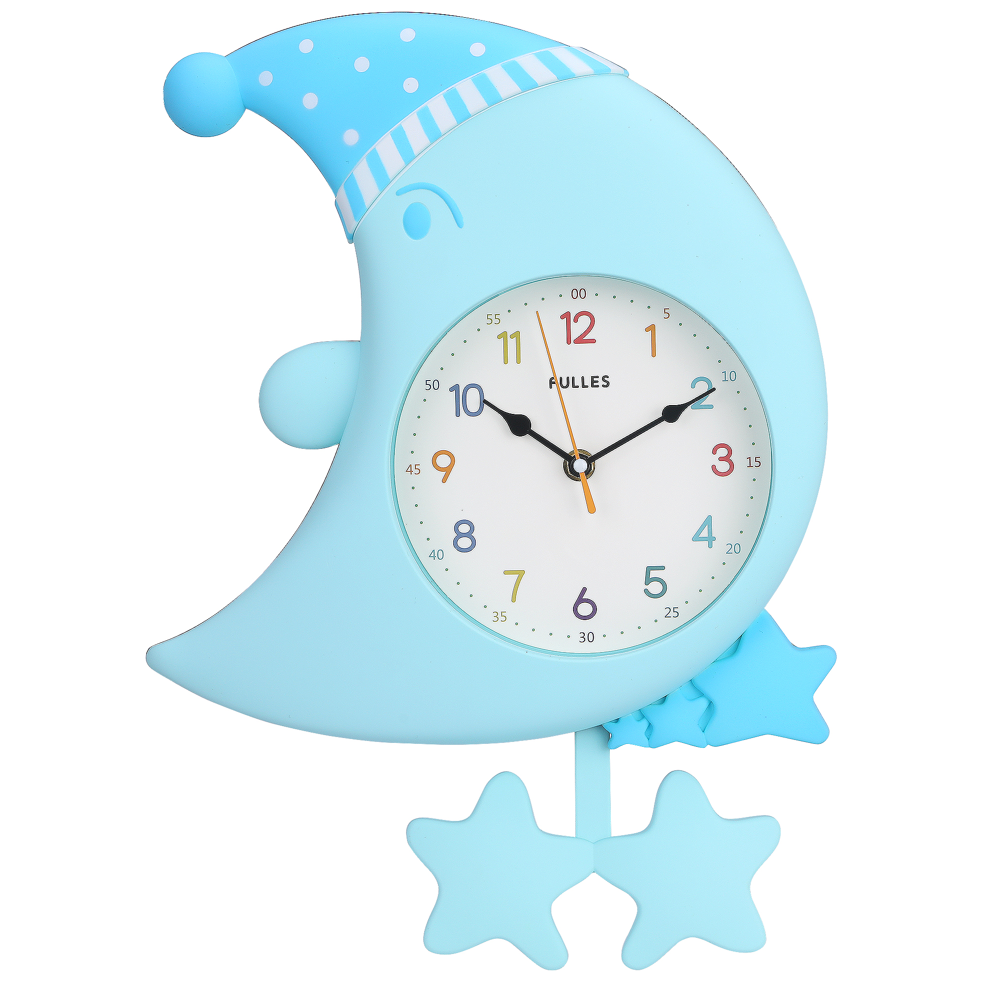 Unique Bargains 1pc Cute Moon Cartoon Star Decor Silent Wall Clock 18" x 12" x 2.4" Blue