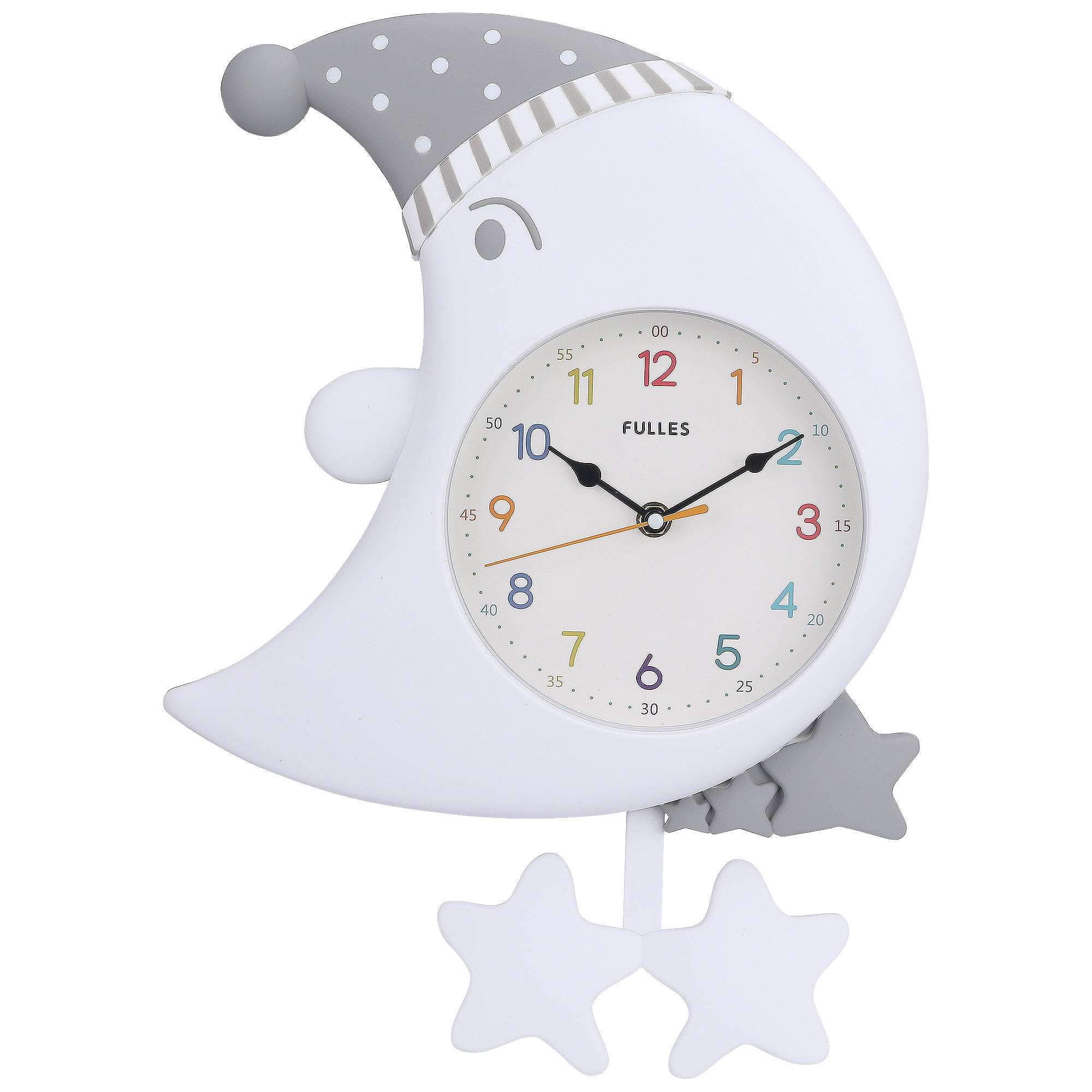 Unique Bargains 1pc Cute Moon Cartoon Star Decor Silent Wall Clock 18" x 12" x 2.4" White