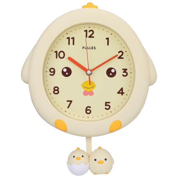 Unique Bargains 1pc Duck Cartoon Silent Non Ticking Wall Clock 15" x 12" x 2" Light Yellow