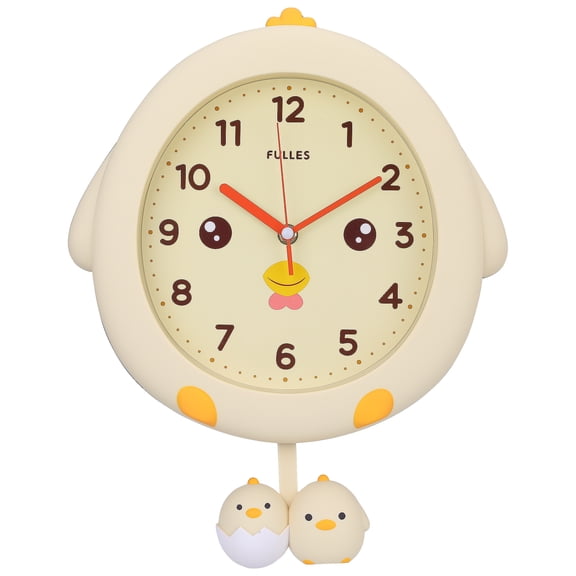 Unique Bargains 1pc Duck Cartoon Silent Non Ticking Wall Clock 15" x 12" x 2" Light Yellow