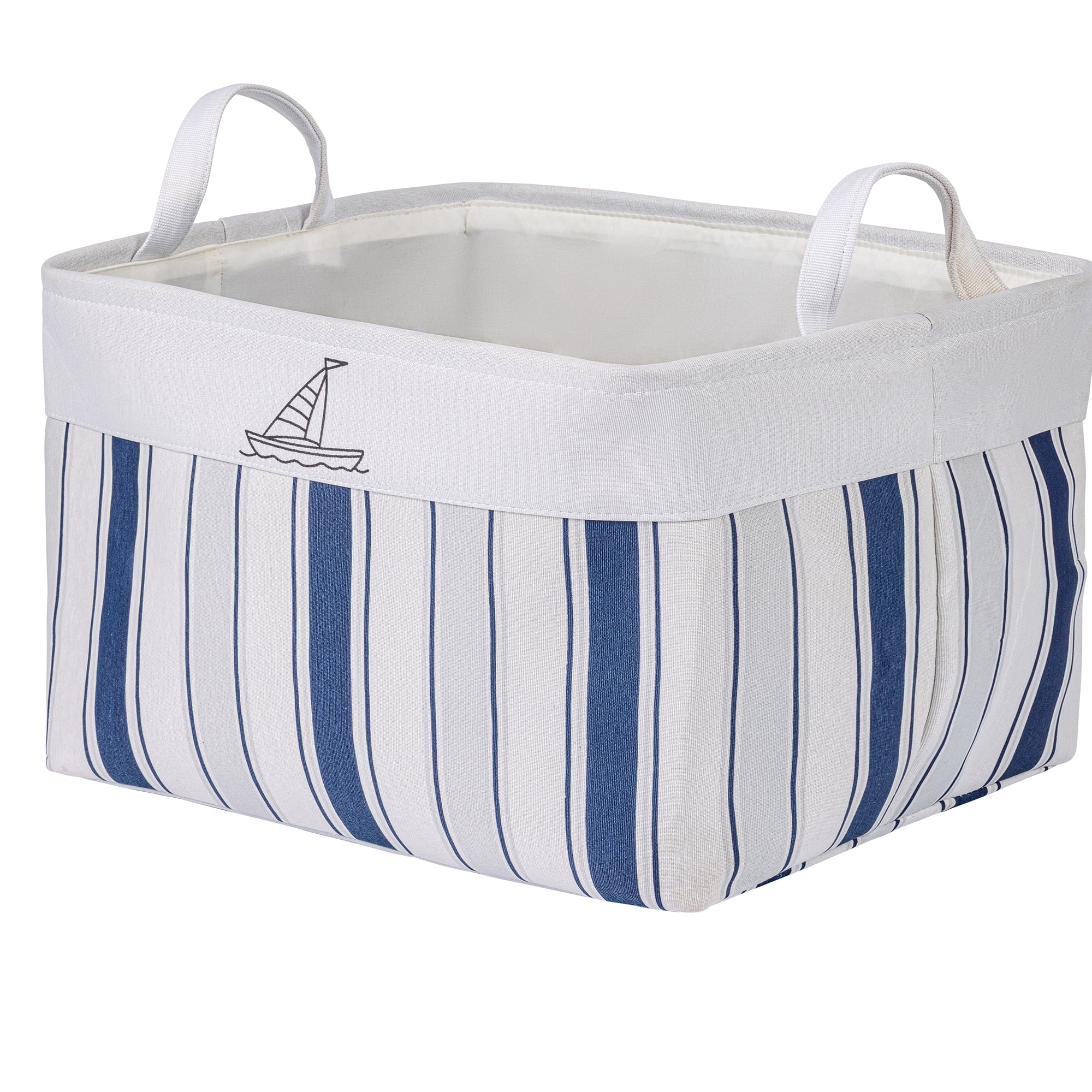 Unique Bargains 1pc Fabric Storage Bin Drawstring Storage Basket White 17.7*13.8*11.8in