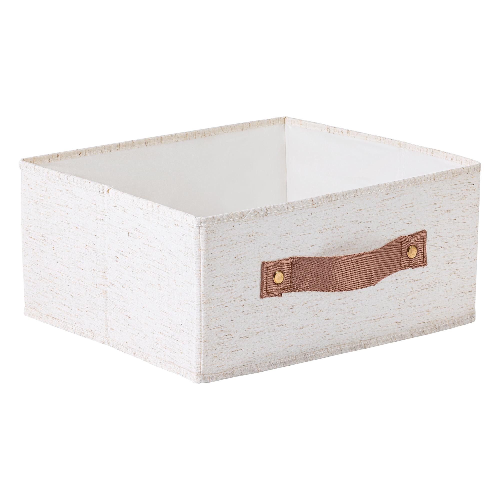 Unique Bargains 1pc Fabric Storage Bin with Handles Beige 12.2*12.2*5.9in