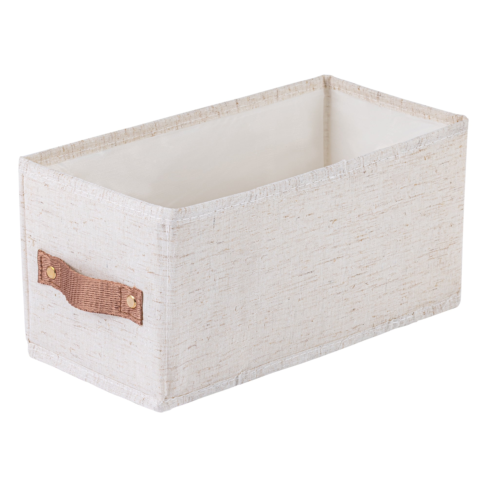 Unique Bargains 1pc Fabric Storage Bin with Handles Beige 12.2*5.9*5.9in
