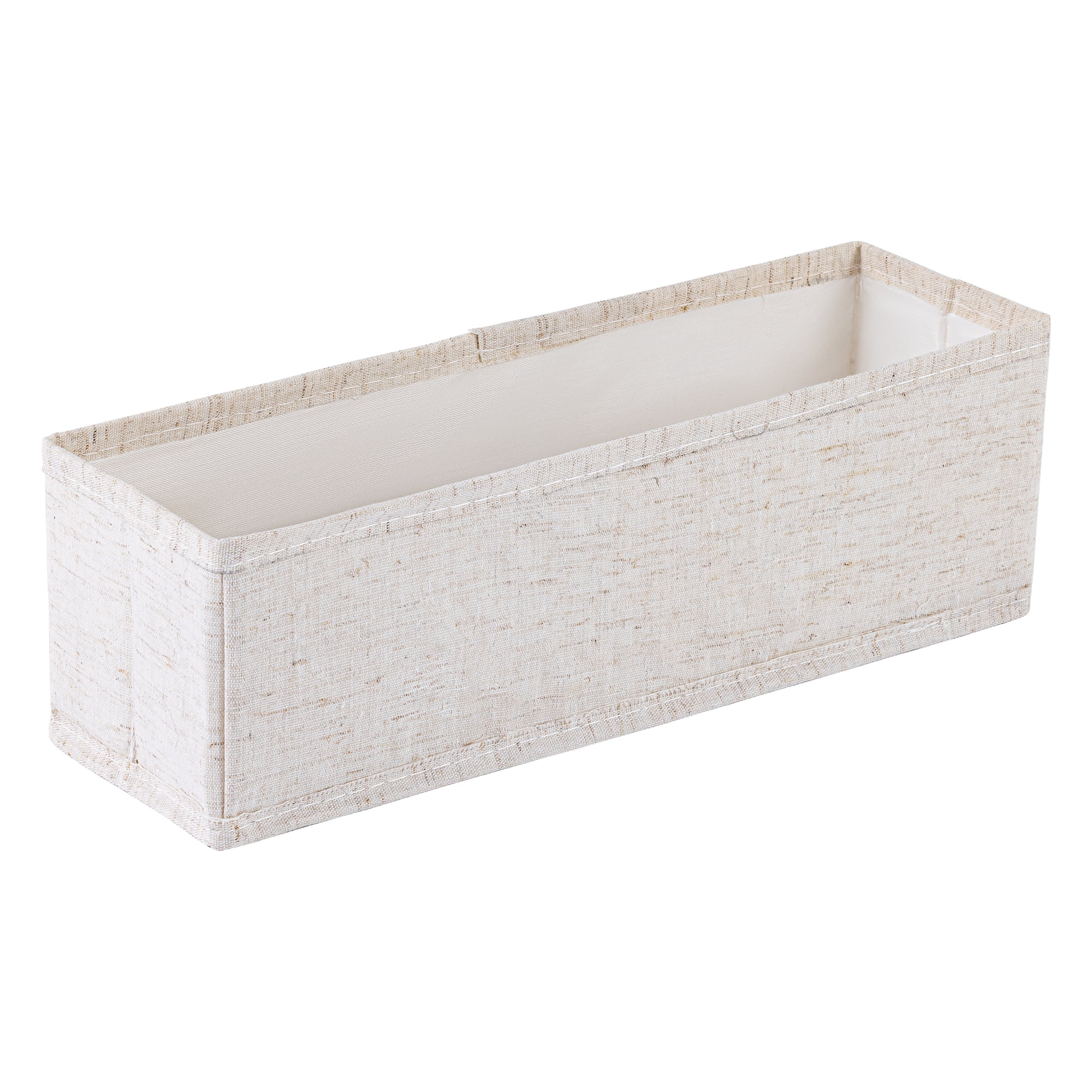 Unique Bargains 1pc Fabric Storage Bin with Handles Beige 13*3.9*3.9in