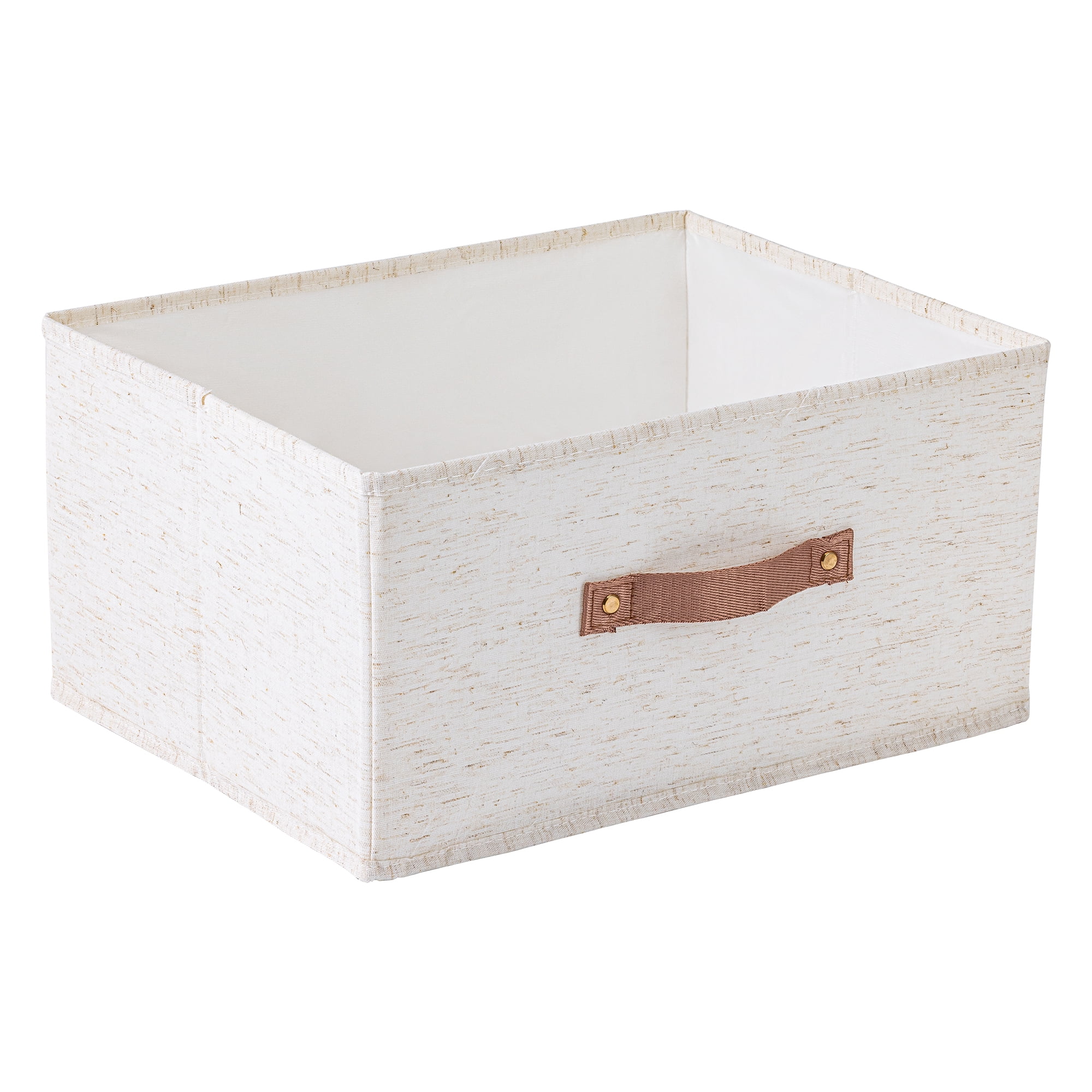 Unique Bargains 1pc Fabric Storage Bin with Handles Beige 15.7*11.8*7.9in