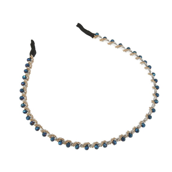 Unique Bargains 1pc Faux Crystal Hair Hoop Women Hairband Hair Accessories 0.20 Inch Wide Dark Blue