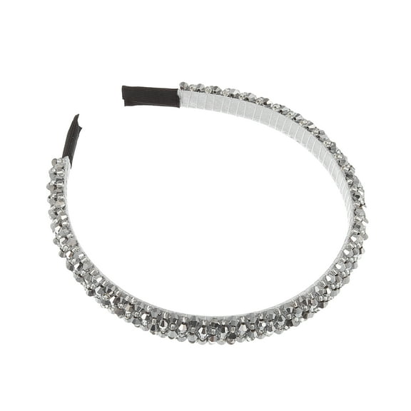 Unique Bargains 1pc Faux Crystal Headband Women Hairband Hair Accessories 0.59 Inch Wide Silver Tone