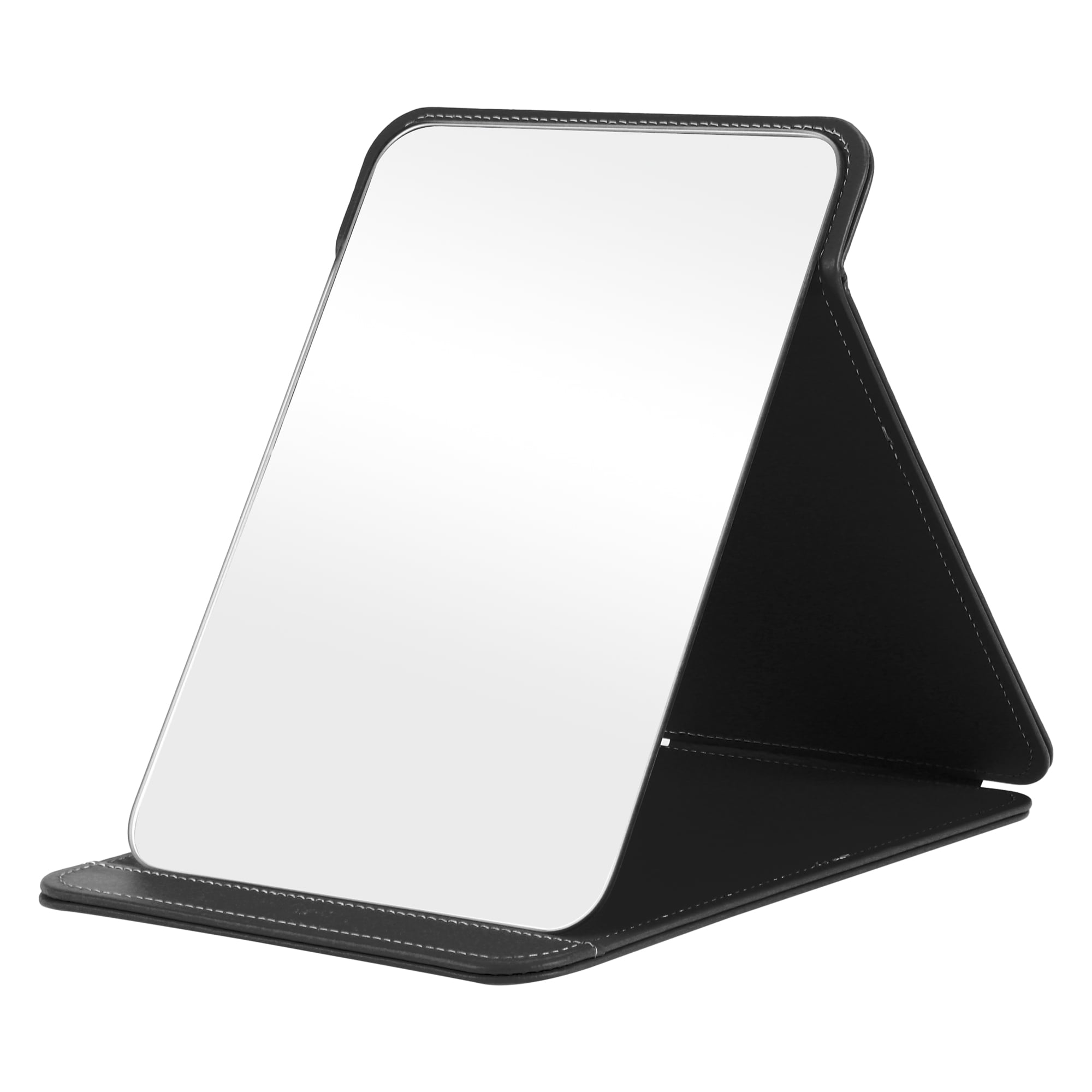 Unique Bargains 1pc Foldable Makeup Mirror for Travel and Vacation Black Extra Large