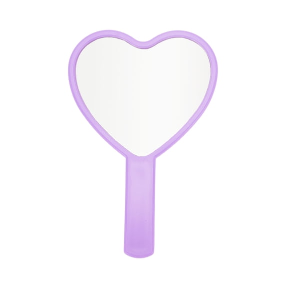 Unique Bargains 1pc Heart-shaped Handheld Mirror for Personal Grooming and Makeup Purple