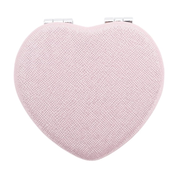 Unique Bargains 1pc Heart-shaped Makeup Mirror for Personal Grooming and Travel Pink