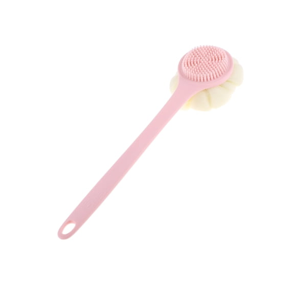 Unique Bargains 1pc Long Handle Bath Brush Body Scrubber for Bathroom Pink