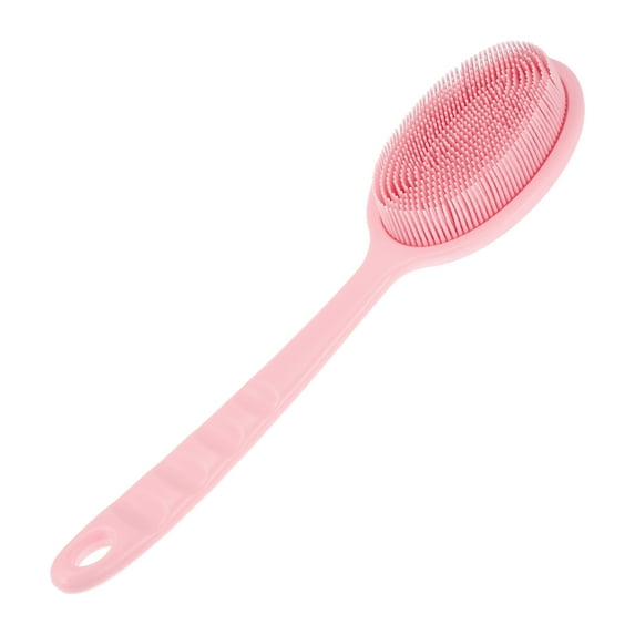 Unique Bargains 1pc Long Handle Bath Brush for Shower 13.39" Length Pink