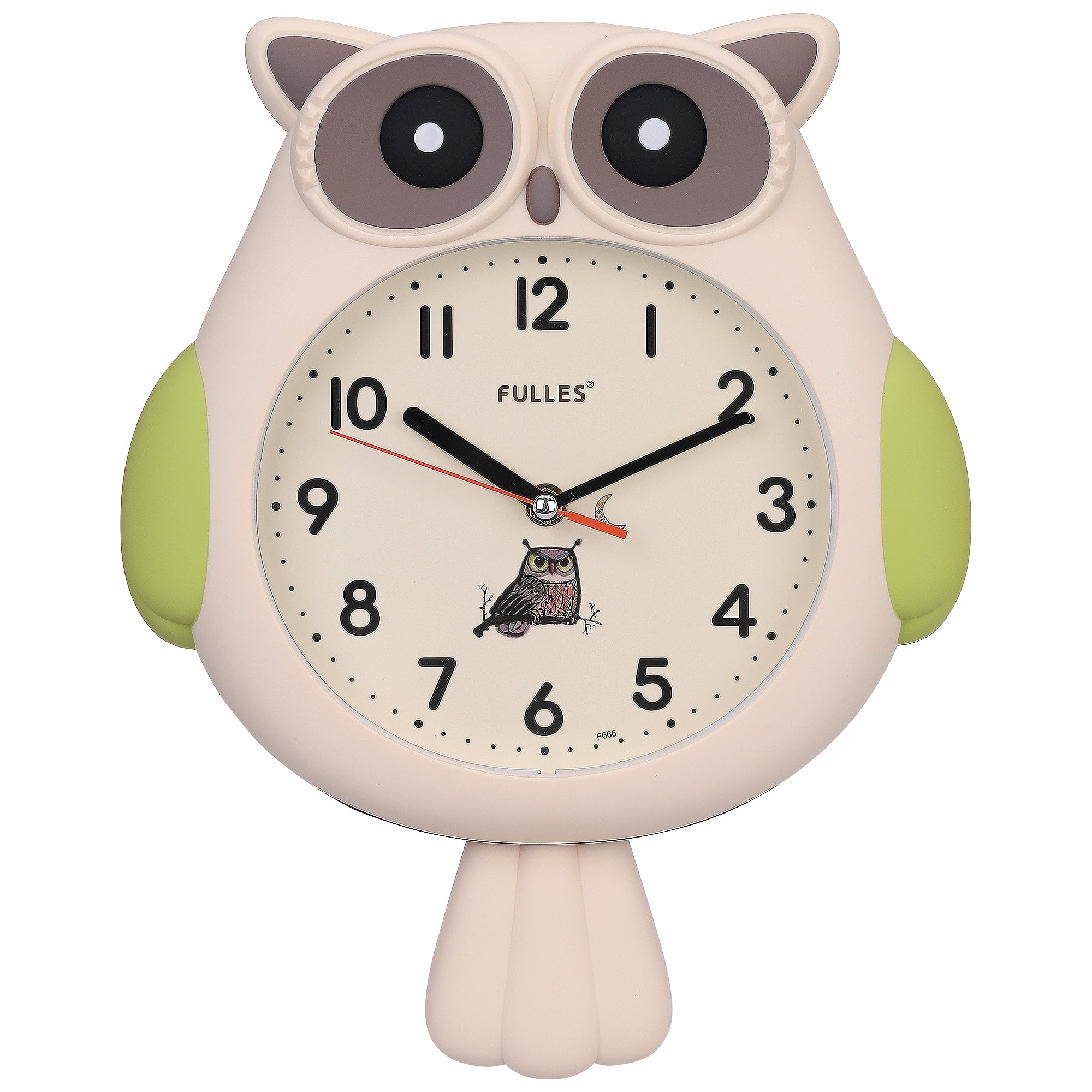 Unique Bargains 1pc Lovely Owl Silent Non Ticking Wall Clock 15" x 15" x 2.8" Beige