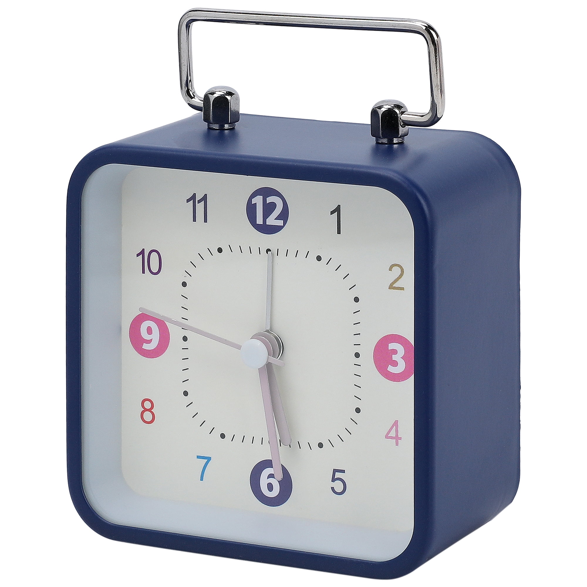 Unique Bargains 1pc Metal Casing Alarm Clock with Handle 3.3" x 1.8" x 4.5" Blue