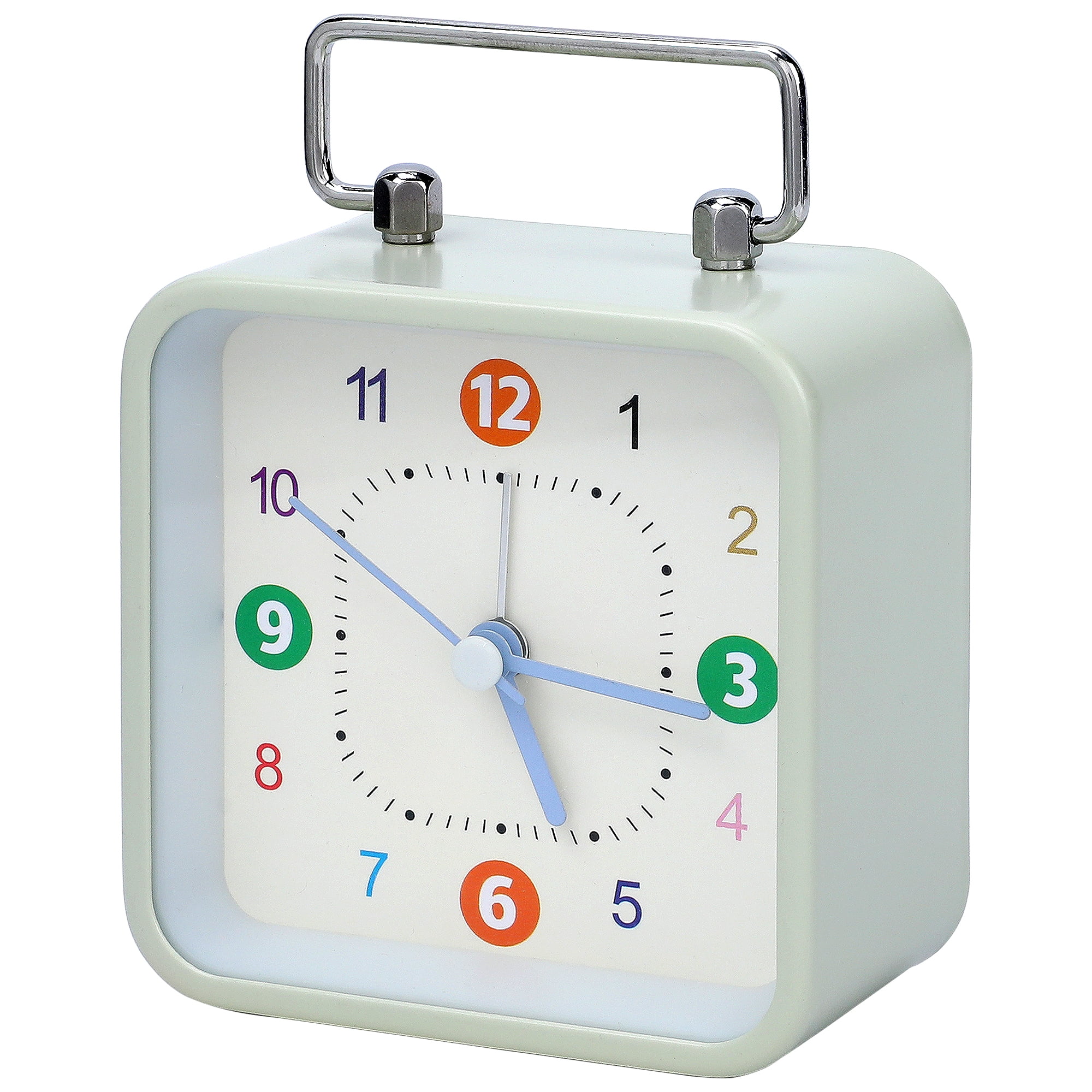 Unique Bargains 1pc Metal Casing Alarm Clock with Handle 3.3" x 1.8" x 4.5" Light Green