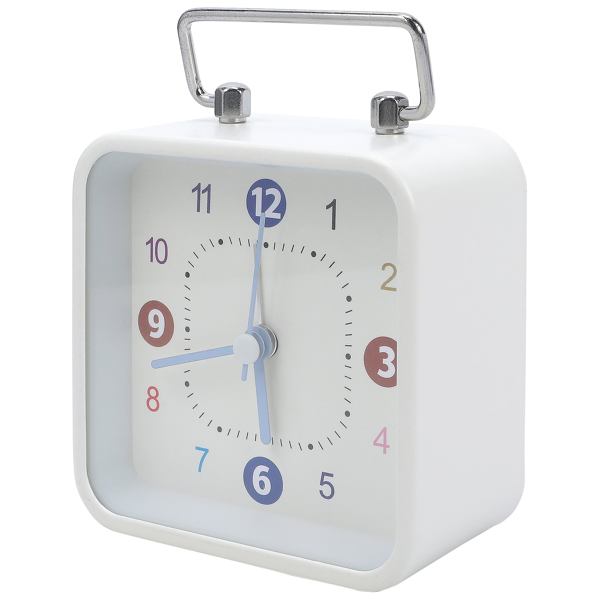 Unique Bargains 1pc Metal Casing Alarm Clock with Handle 3.3" x 1.8" x 4.5" White