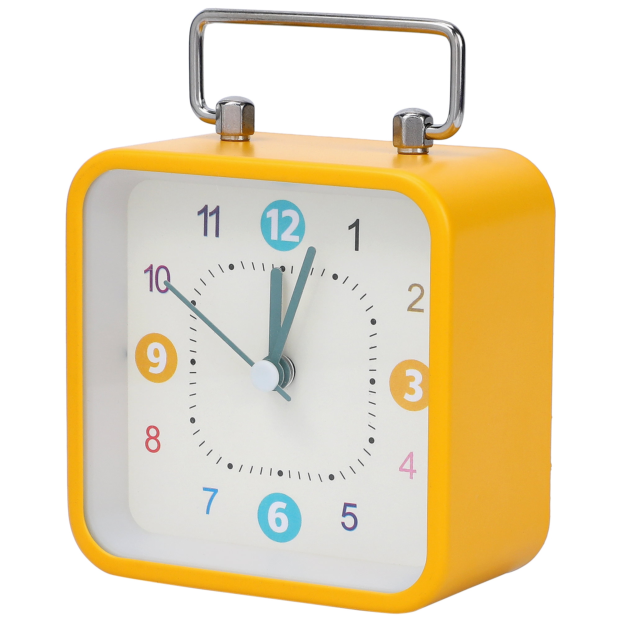 Unique Bargains 1pc Metal Casing Alarm Clock with Handle 3.3" x 1.8" x 4.5" Yellow