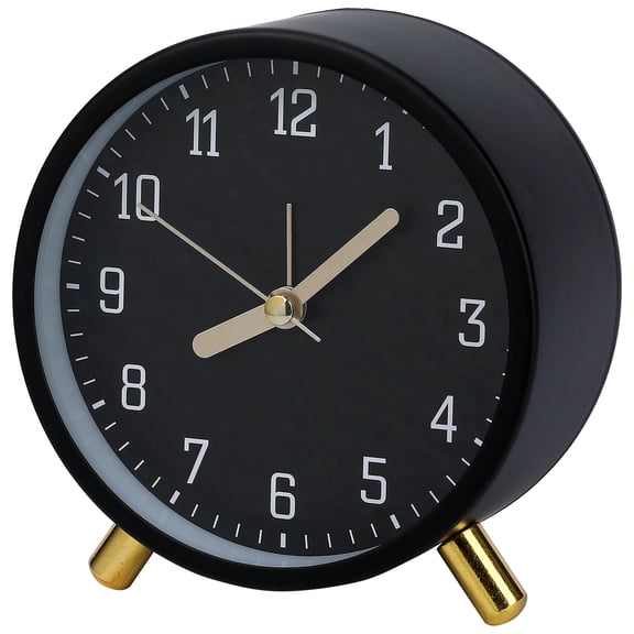 Unique Bargains 1pc Metal Frame Non-Tick Mechanical Alarm Clock 4.3" x 2.2" x 4.5" Black