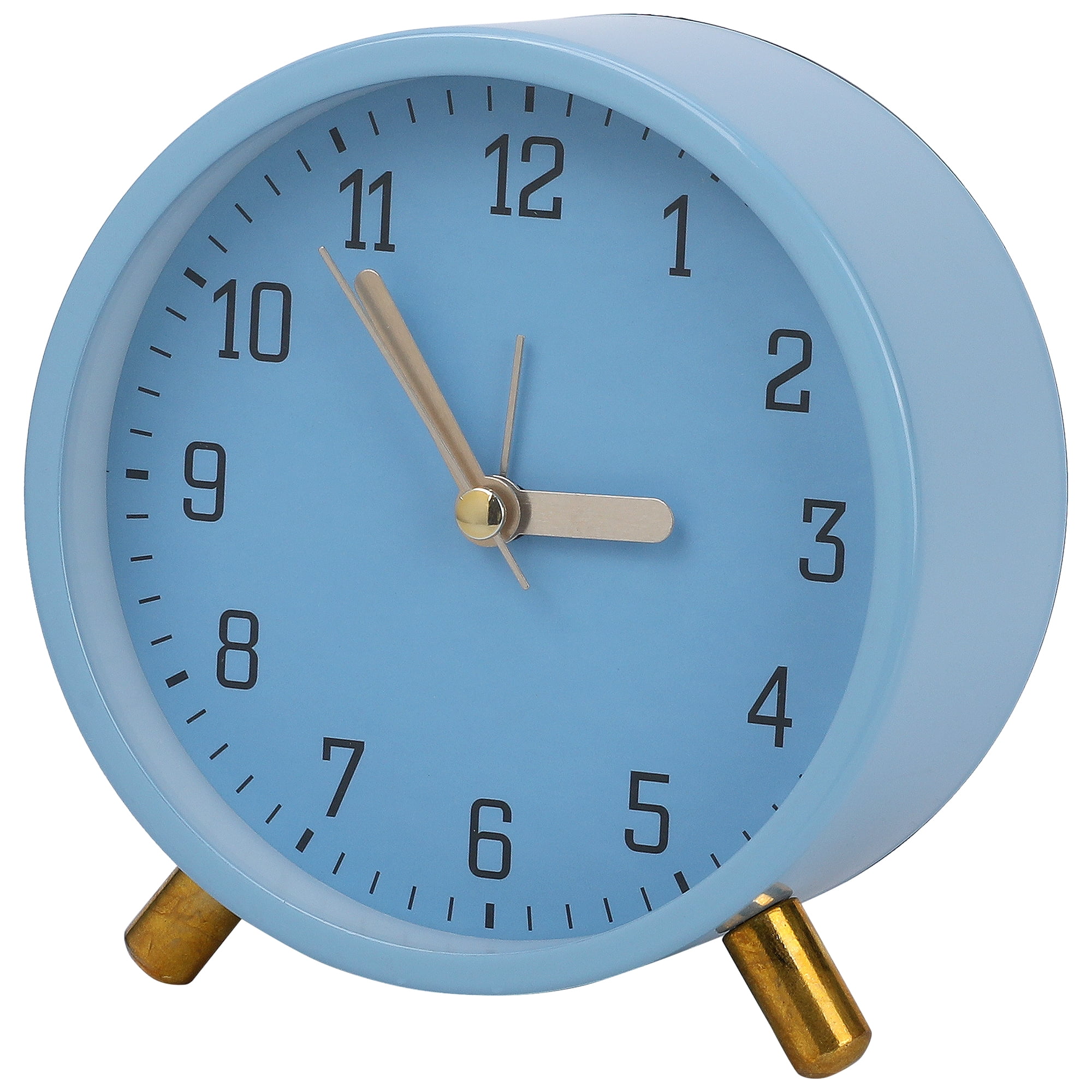 Unique Bargains 1pc Metal Frame Non-Tick Mechanical Alarm Clock 4.3" x 2.2" x 4.5" Blue