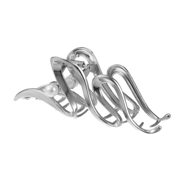 Unique Bargains 1pc Metal Hair Claws Hair Clips Hair Barrettes for Women Silver Tone 4.65''x1.85''x1.42''