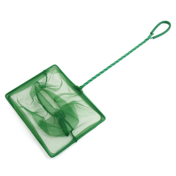 Unique Bargains 1pc Plastic Coated Handle Fish Shrimp Landing Net for Aquarium Green