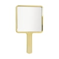 thumbnail image 1 of Unique Bargains 1pc Portable Chrome Handheld Mirror for Makeup and Grooming Gold Tone, 1 of 5