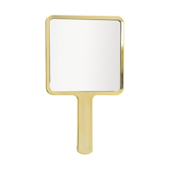 Unique Bargains 1pc Portable Chrome Handheld Mirror for Makeup and Grooming Gold Tone