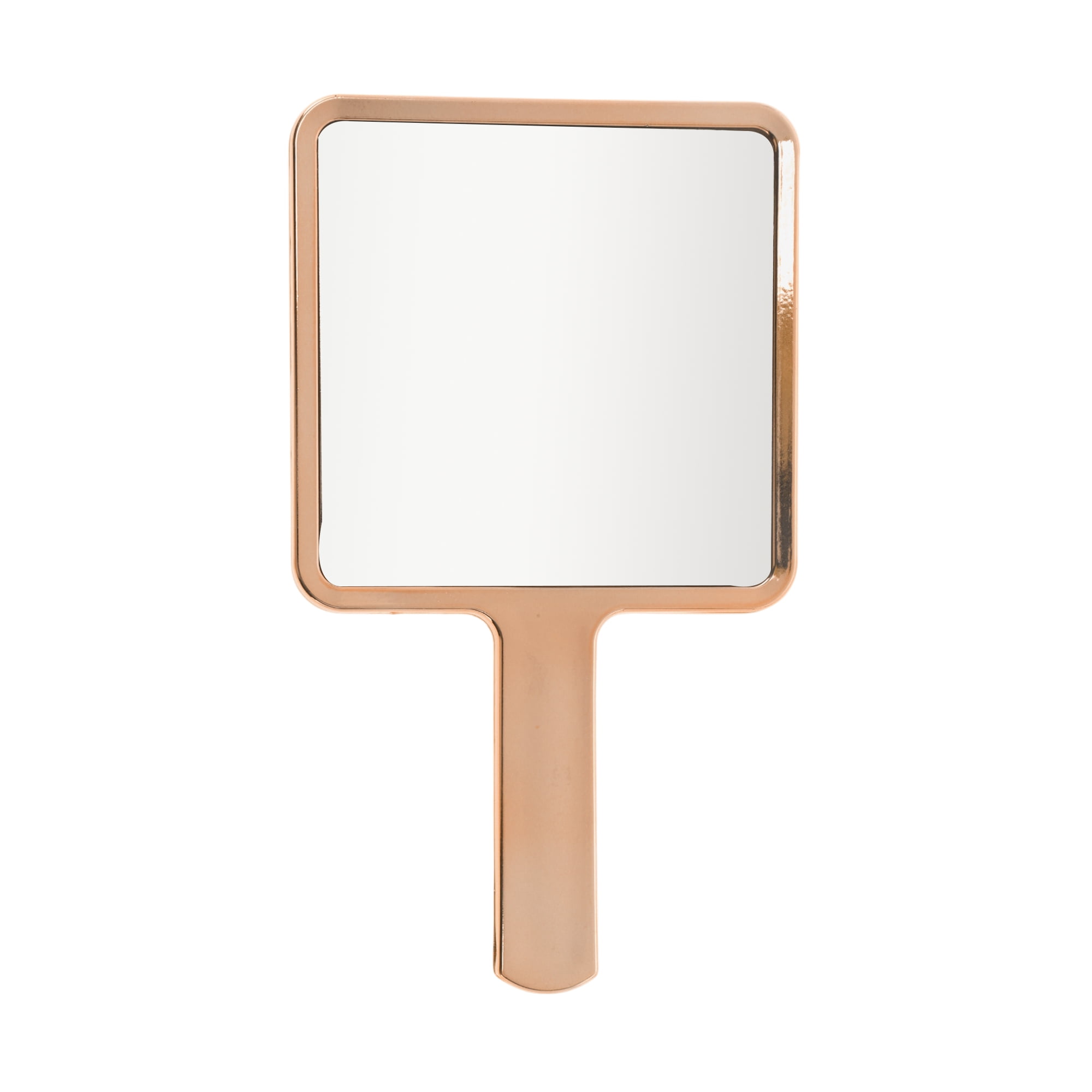 Unique Bargains 1pc Portable Chrome Handheld Mirror for Makeup and Grooming Rose Gold Tone