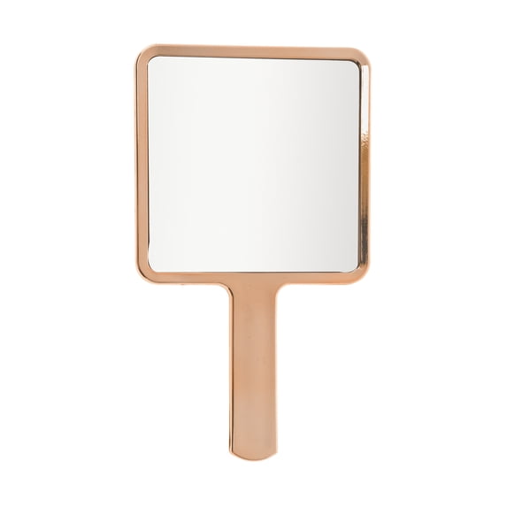 Unique Bargains 1pc Portable Chrome Handheld Mirror for Makeup and Grooming Rose Gold Tone