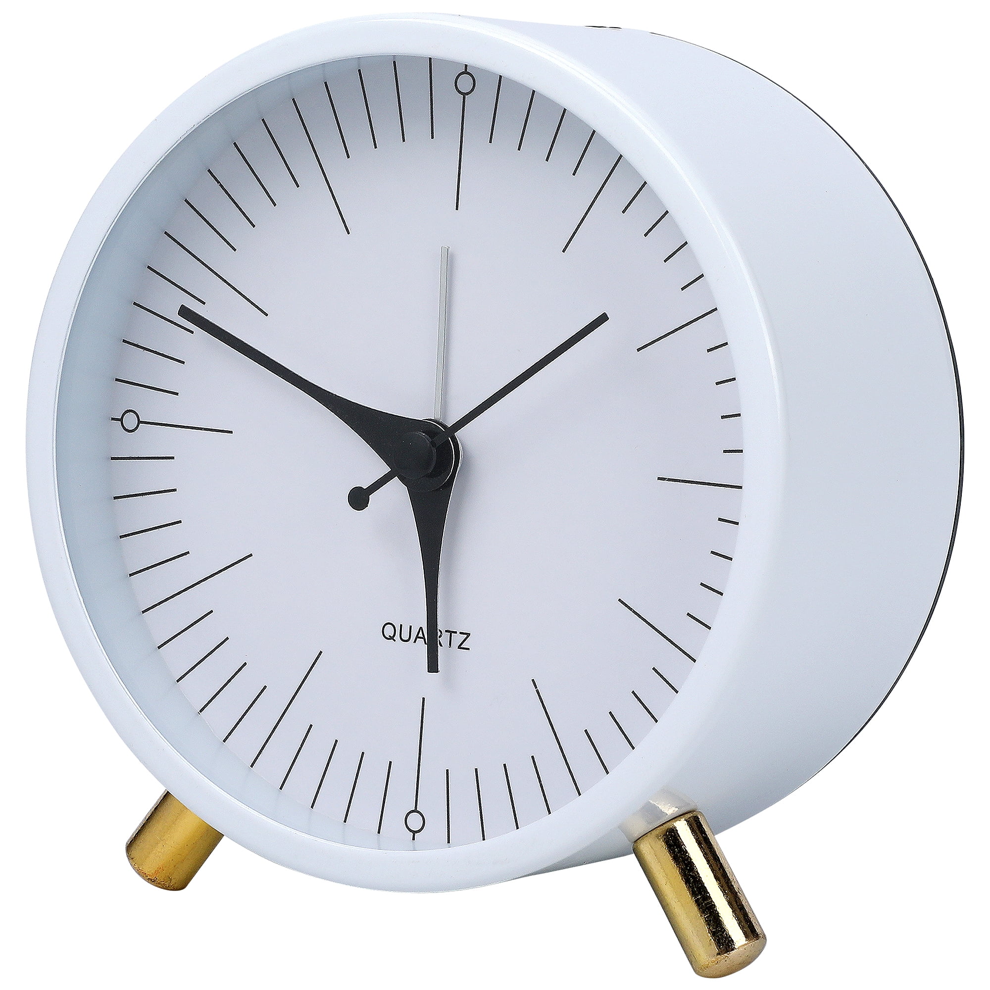 Unique Bargains 1pc Silent Operation Mechanical Alarm Clock 4.3" x 2.2" x 4.5" White