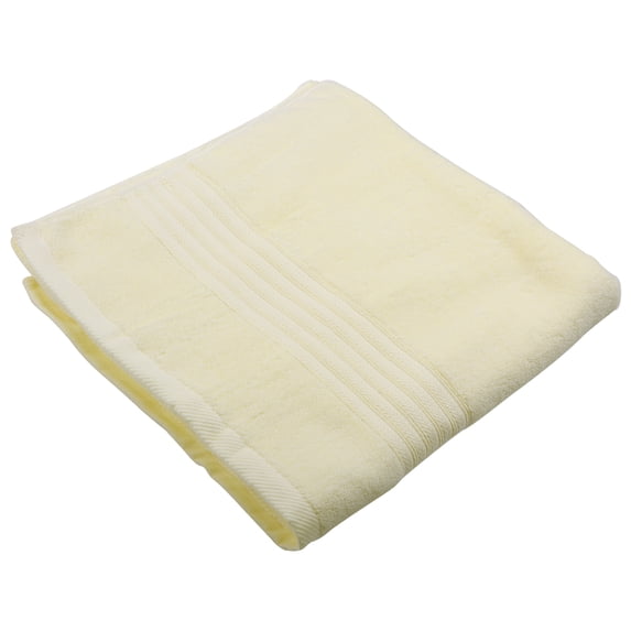 Unique Bargains 1pc Soft Absorbent Cotton Bath Towel Classic Design Yellow 55.12''x27.17'' for Bathroom Shower