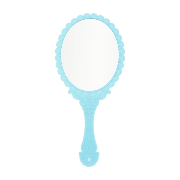 Unique Bargains 1pc Stylish Flower Pattern Handheld Mirror for Personal Grooming Sky Blue