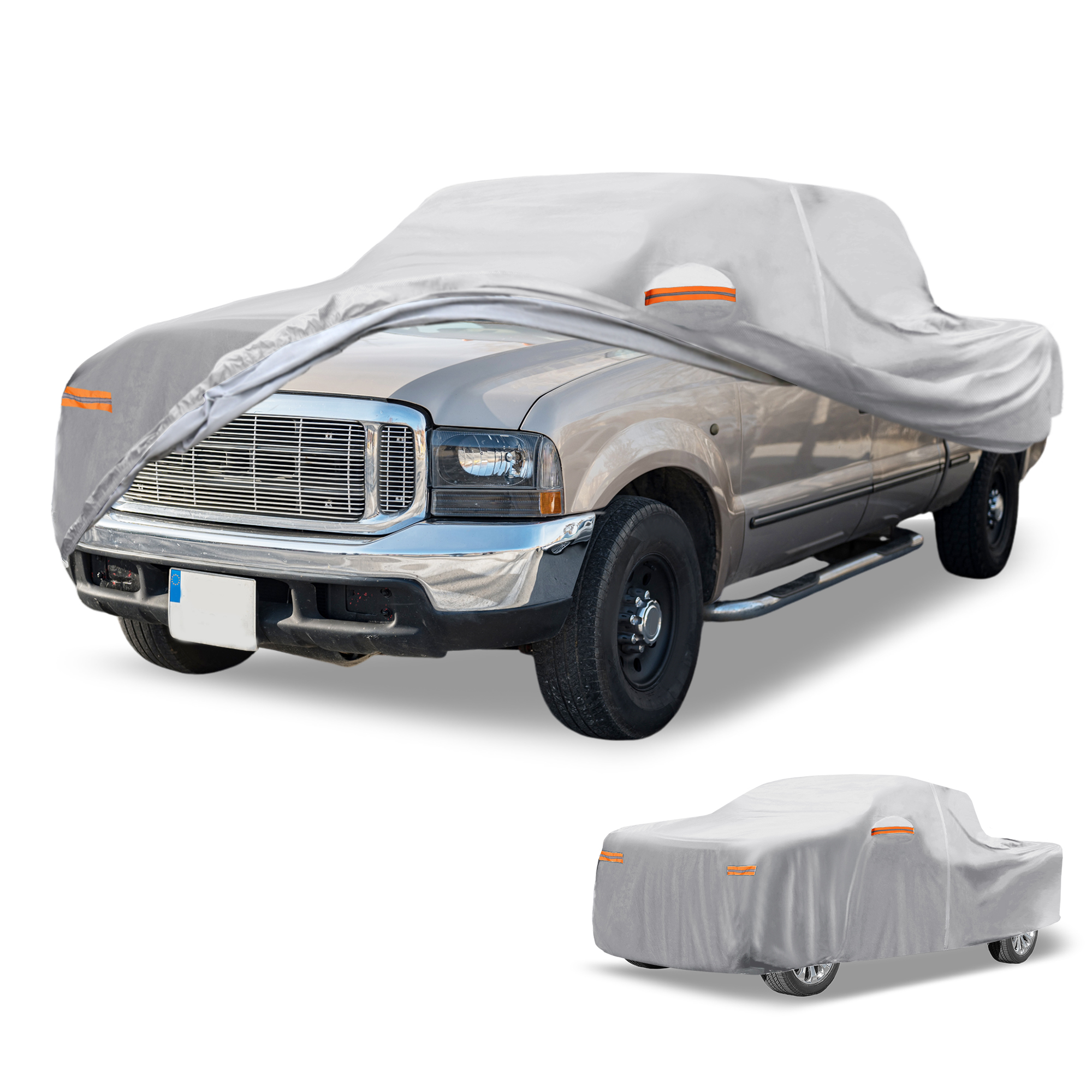Unique Bargains Universal Waterproof Car Cover for Protection Silver Tone 228.35"x67.72"x73.62"