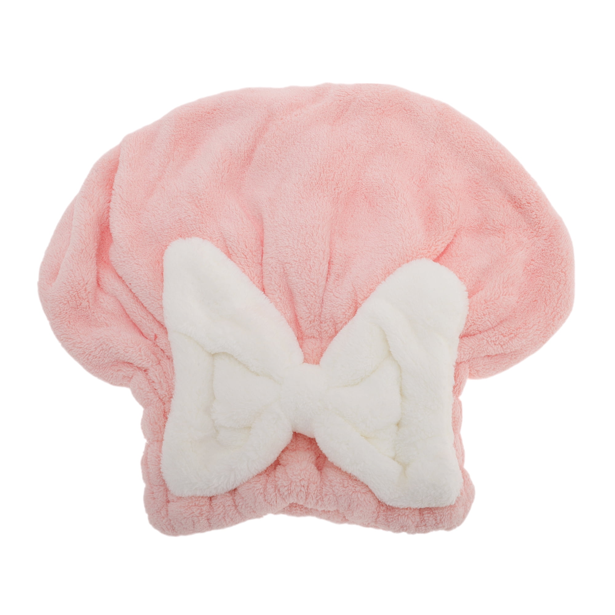 Unique Bargains 1pc Water-absorbent Bow Hair Drying Towel 10.24"x11.81" Light Pink