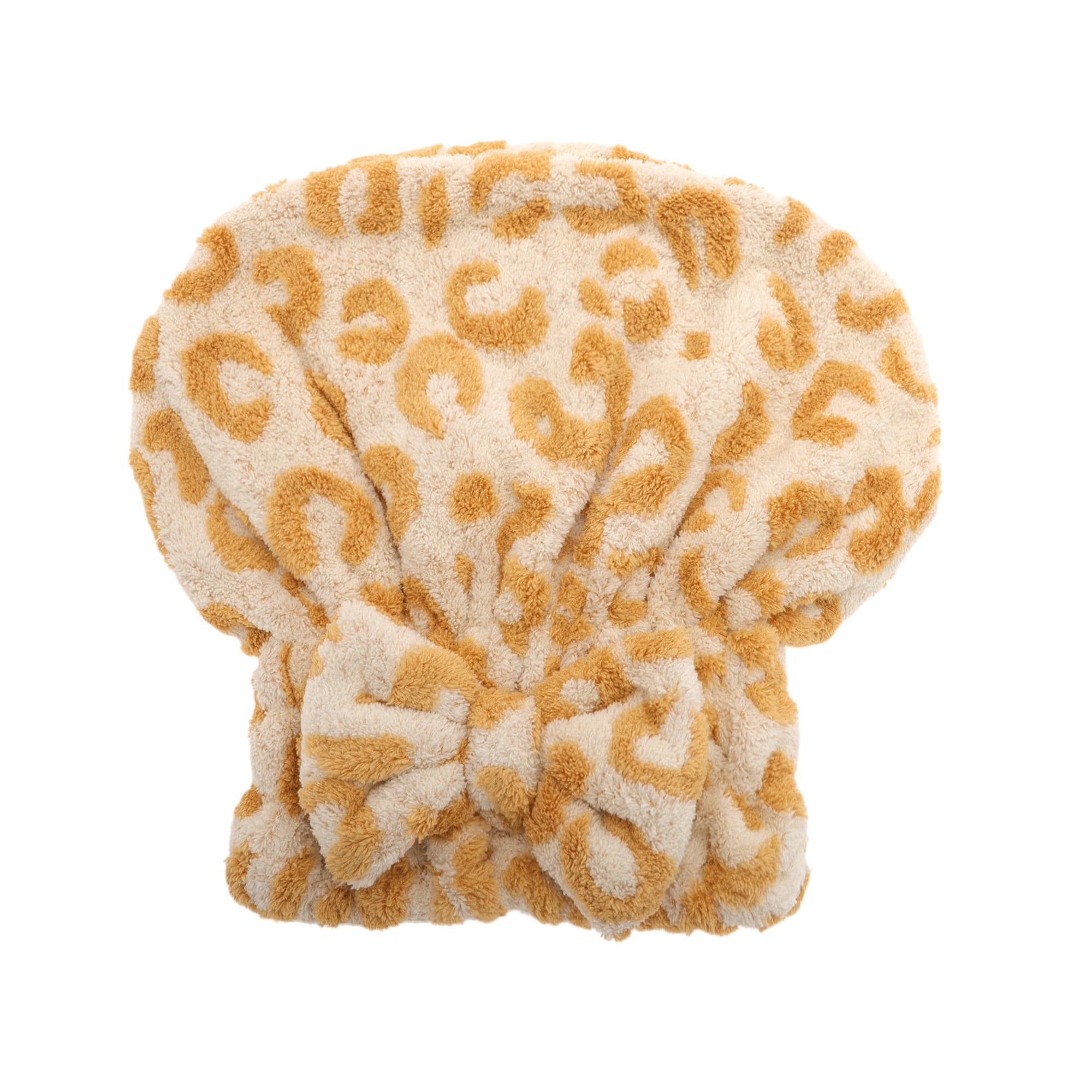 Unique Bargains 1pc Water-absorbent Bow Leopard Pattern Hair Towel 10.63"x 8.66" Yellow