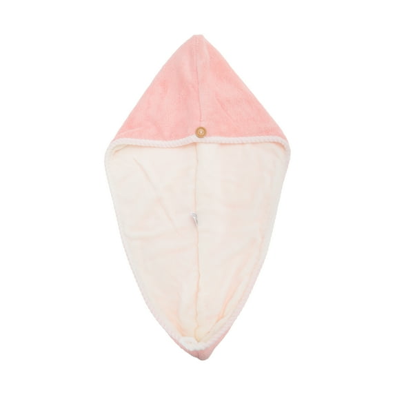 Unique Bargains 1pc Water-absorbent Double Layer Hair Towel 9.84"x 25.59" Pink, White