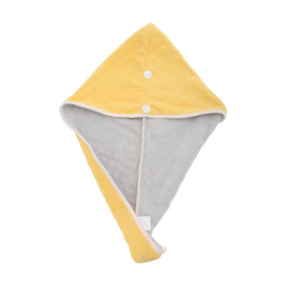 Unique Bargains 1pc Water-absorbent Two Colors Hair Towel 9.45"x 25.59" Yellow, Gray