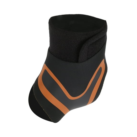 Unique Bargains 1pc Women Portable Adjustable Right Foot Ankle Support Brace for Sports Medium Black Orange Composite Neoprene Fabric