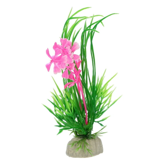 Unique Bargains 1pcs Fish Tank Aquarium Decorations Plants Pink 5.12" Plastic Plants for Aquarium Decor