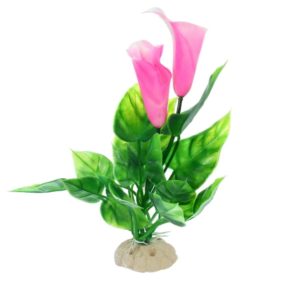 Unique Bargains 1pcs Fish Tank Aquarium Decorations Plants Pink 5.91" PE Ceramics Plants Decor for Aquarium Decor