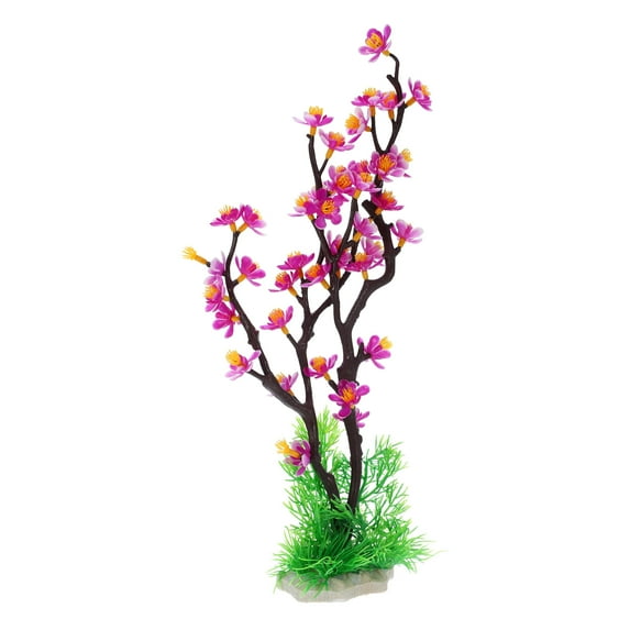 Unique Bargains 1pcs Fish Tank Aquarium Decorations Plants 12.80" Plants for Aquarium Decor White Purple