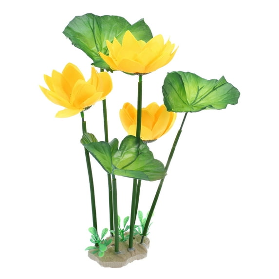 Unique Bargains 1pcs Fish Tank Aquarium Decorations Plants Yellow 10.24" Plastic Plants for Aquarium Decor