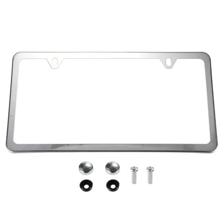 Unique Bargains 1pcs License Plate Frame Metal Stainless Steel Front Rear Car Tag Cover Frames Silver Tone