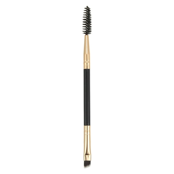 Unique Bargains 1pcs Soft Double Sided Eyebrow Brush Angled Eye Brow Brush Eyelash Extension Brush Gold Tone Black