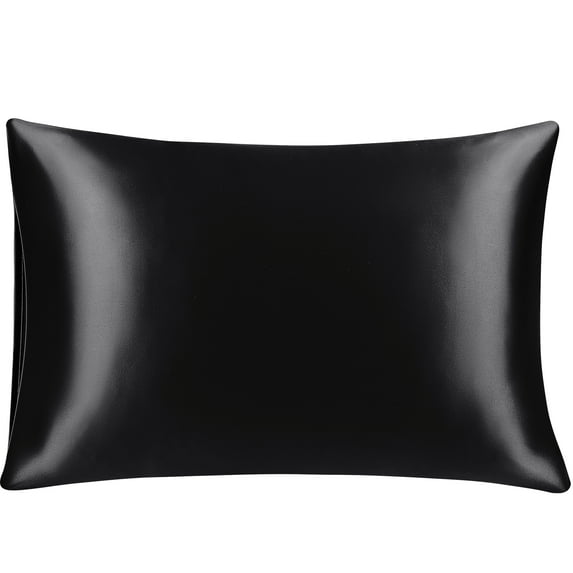 Unique Bargains 1piece 25 Momme 100% Mulberry Silk Pillowcase Black Queen