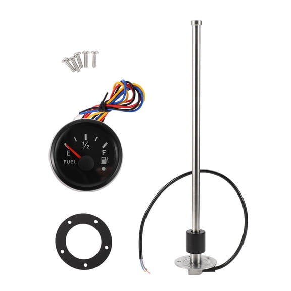 Unique Bargains 1set Fuel Sending Unit and Gauge Kit 14.76" Length Boat Fuel Sending Unit Marine Fuel Sender Unit Black Silver Tone Metal 0-190 Ohm