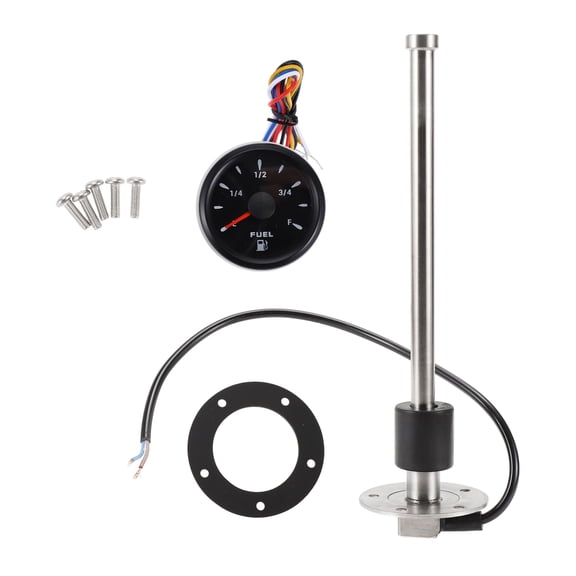 Unique Bargains 1set Fuel Sending Unit and Gauge Kit 267mm Length Boat Fuel Sending Unit Marine Fuel Sender Unit Black Silver Tone Metal 240-33 Ohm